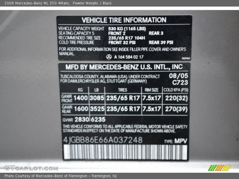 2006 ML 350 4Matic Pewter Metallic Color Code 723