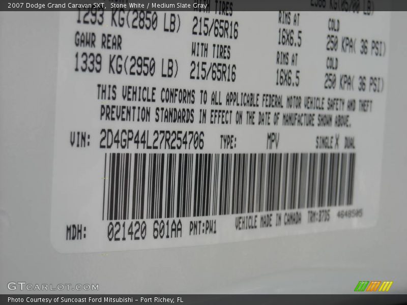 Stone White / Medium Slate Gray 2007 Dodge Grand Caravan SXT
