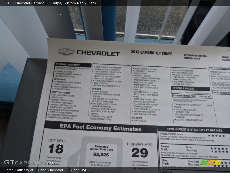 Victory Red / Black 2012 Chevrolet Camaro LT Coupe