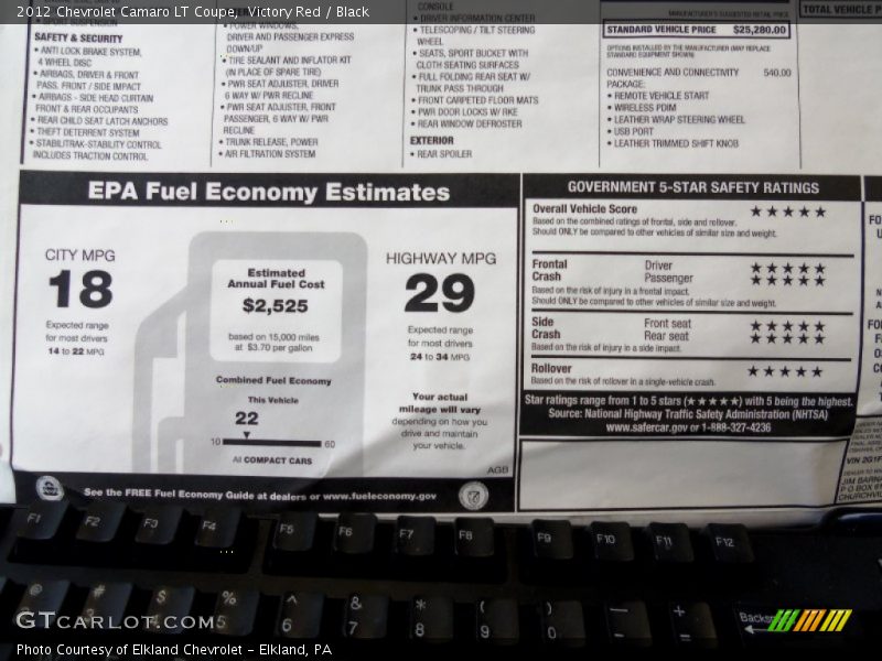 Victory Red / Black 2012 Chevrolet Camaro LT Coupe