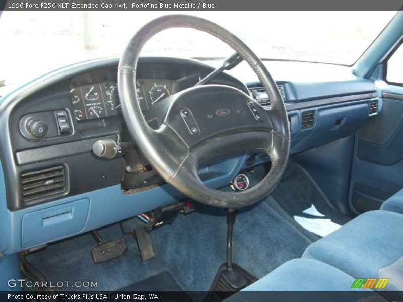 Portofino Blue Metallic / Blue 1996 Ford F250 XLT Extended Cab 4x4
