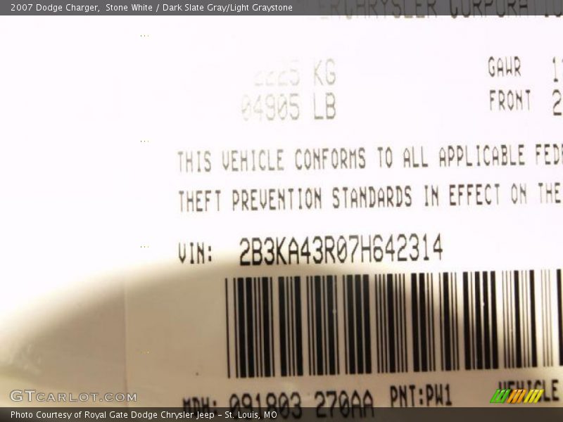 Stone White / Dark Slate Gray/Light Graystone 2007 Dodge Charger