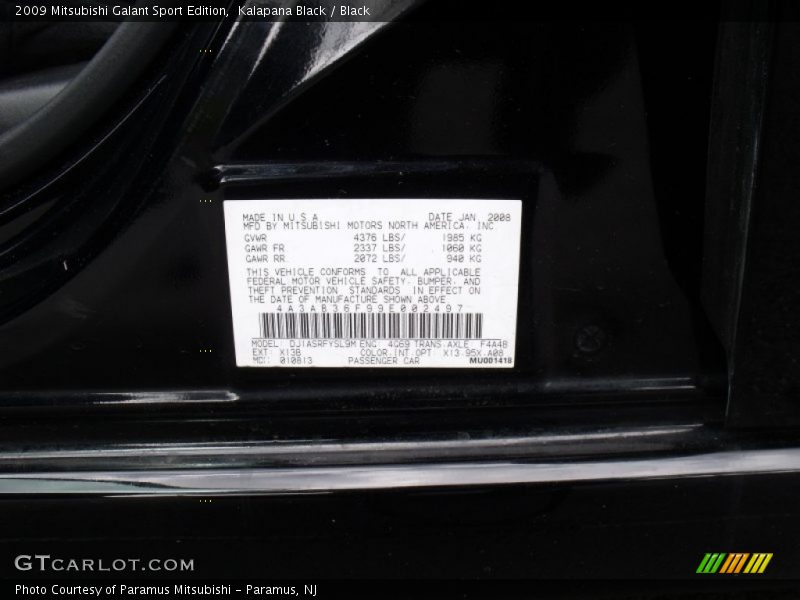Kalapana Black / Black 2009 Mitsubishi Galant Sport Edition
