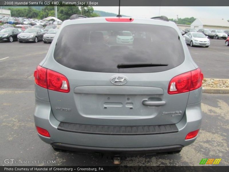 Platinum Sage / Beige 2008 Hyundai Santa Fe GLS 4WD