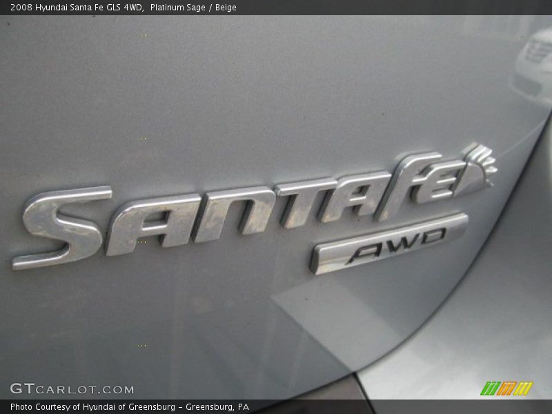 Platinum Sage / Beige 2008 Hyundai Santa Fe GLS 4WD