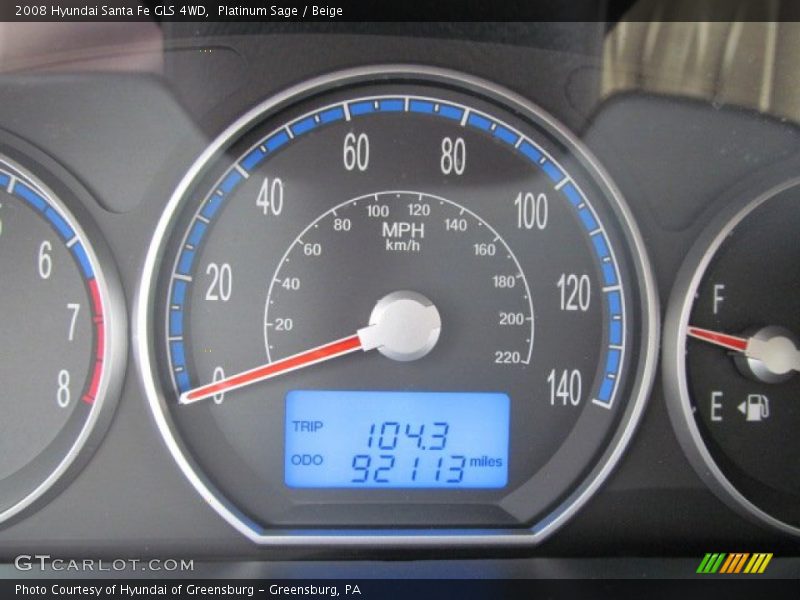 Platinum Sage / Beige 2008 Hyundai Santa Fe GLS 4WD