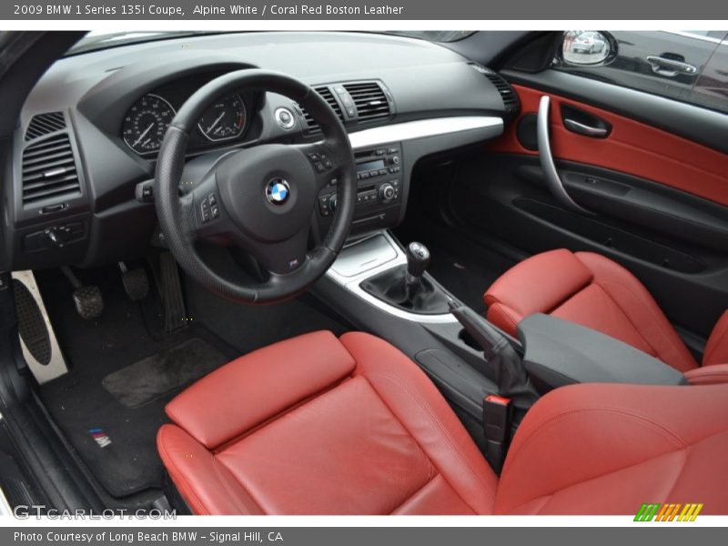 Alpine White / Coral Red Boston Leather 2009 BMW 1 Series 135i Coupe