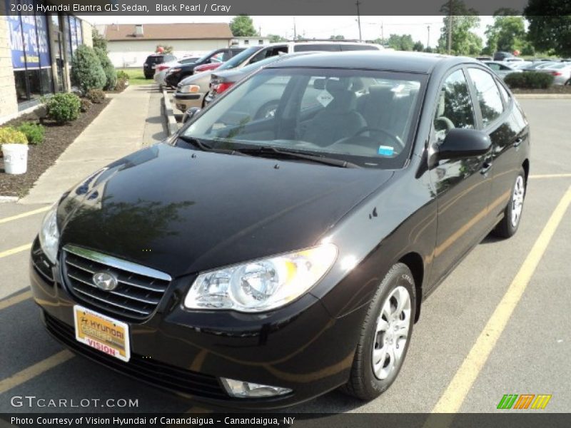 Black Pearl / Gray 2009 Hyundai Elantra GLS Sedan