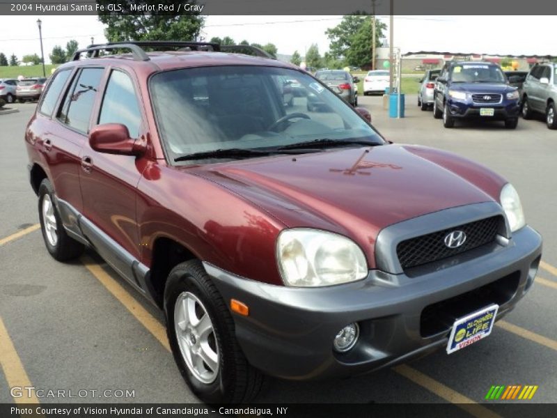 Merlot Red / Gray 2004 Hyundai Santa Fe GLS