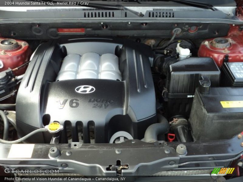 Merlot Red / Gray 2004 Hyundai Santa Fe GLS