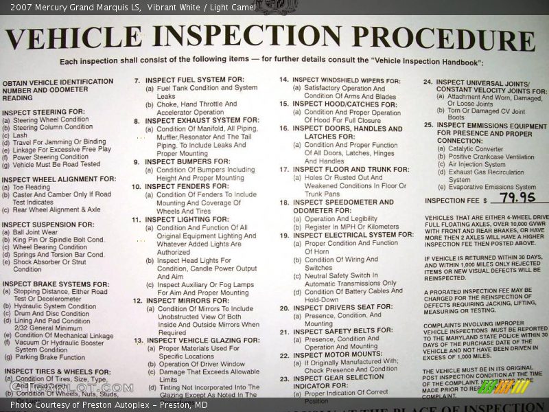 Vibrant White / Light Camel 2007 Mercury Grand Marquis LS