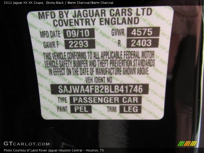 PEL - 2011 Jaguar XK XK Coupe