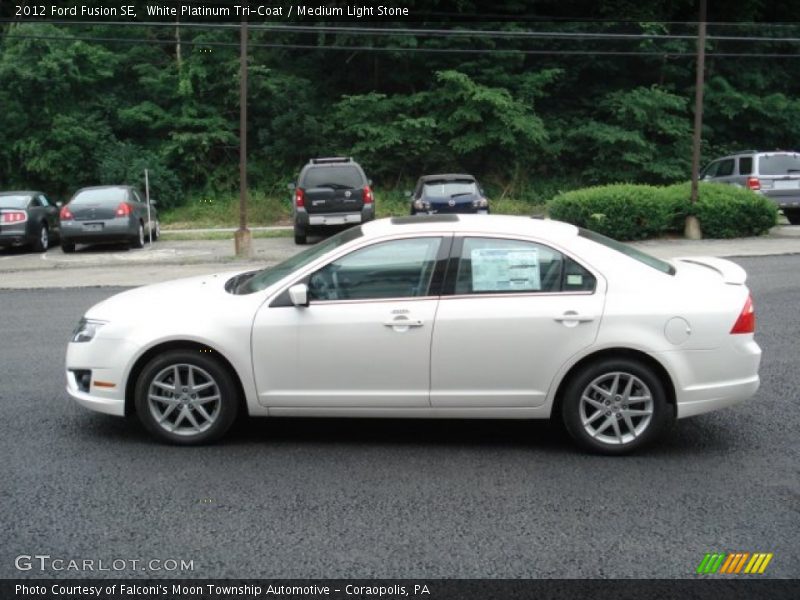 White Platinum Tri-Coat / Medium Light Stone 2012 Ford Fusion SE