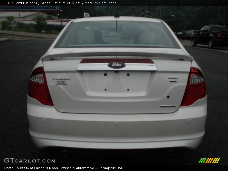 White Platinum Tri-Coat / Medium Light Stone 2012 Ford Fusion SE