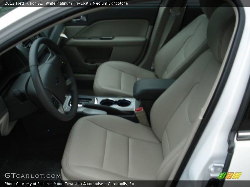 White Platinum Tri-Coat / Medium Light Stone 2012 Ford Fusion SE