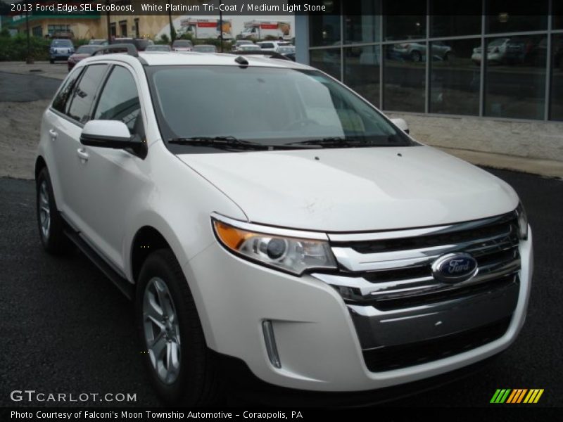 White Platinum Tri-Coat / Medium Light Stone 2013 Ford Edge SEL EcoBoost