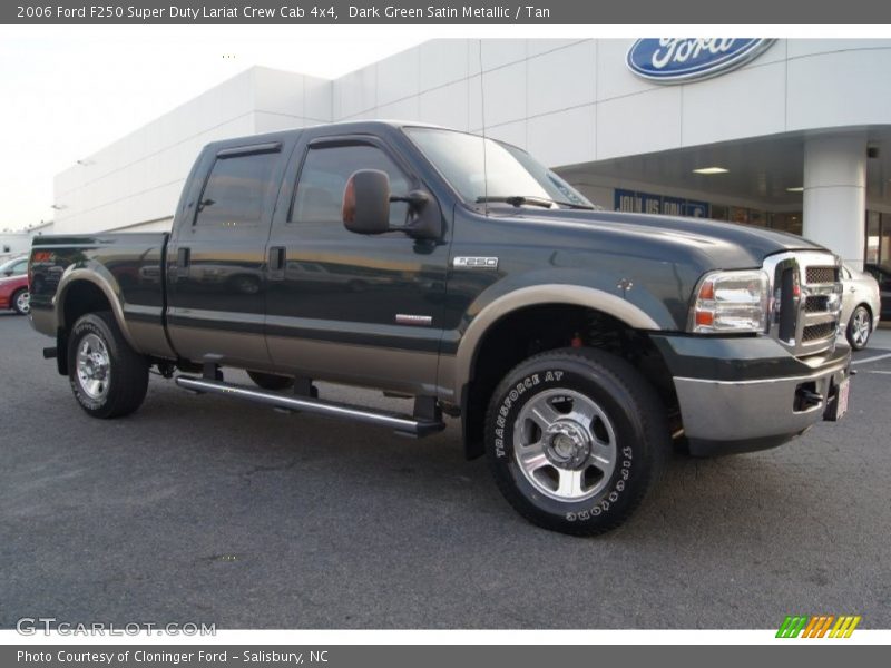 Dark Green Satin Metallic / Tan 2006 Ford F250 Super Duty Lariat Crew Cab 4x4