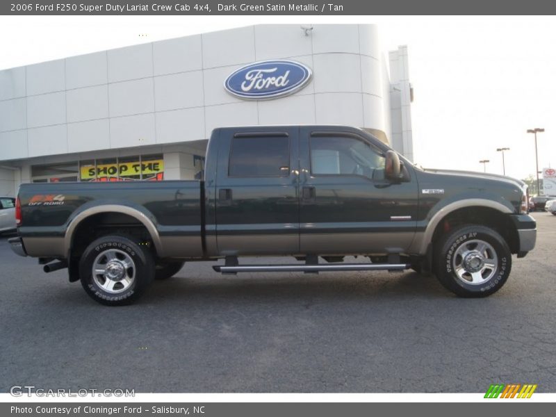 Dark Green Satin Metallic / Tan 2006 Ford F250 Super Duty Lariat Crew Cab 4x4