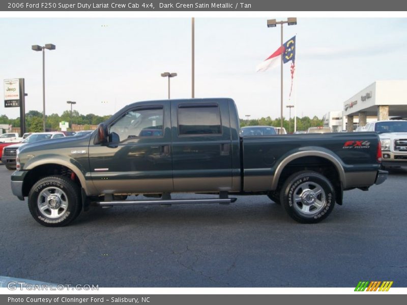 Dark Green Satin Metallic / Tan 2006 Ford F250 Super Duty Lariat Crew Cab 4x4