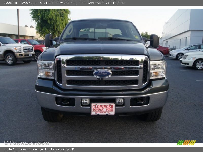 Dark Green Satin Metallic / Tan 2006 Ford F250 Super Duty Lariat Crew Cab 4x4