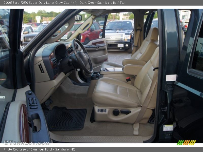Dark Green Satin Metallic / Tan 2006 Ford F250 Super Duty Lariat Crew Cab 4x4