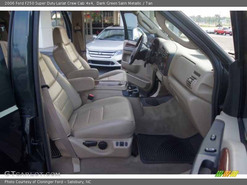Dark Green Satin Metallic / Tan 2006 Ford F250 Super Duty Lariat Crew Cab 4x4