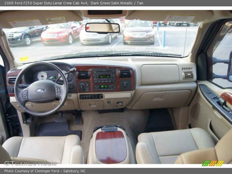 Dark Green Satin Metallic / Tan 2006 Ford F250 Super Duty Lariat Crew Cab 4x4