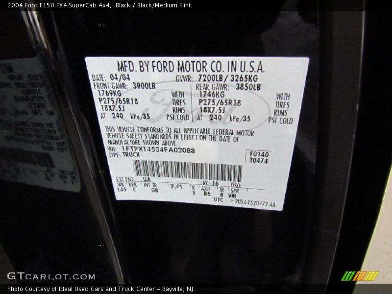 Black / Black/Medium Flint 2004 Ford F150 FX4 SuperCab 4x4