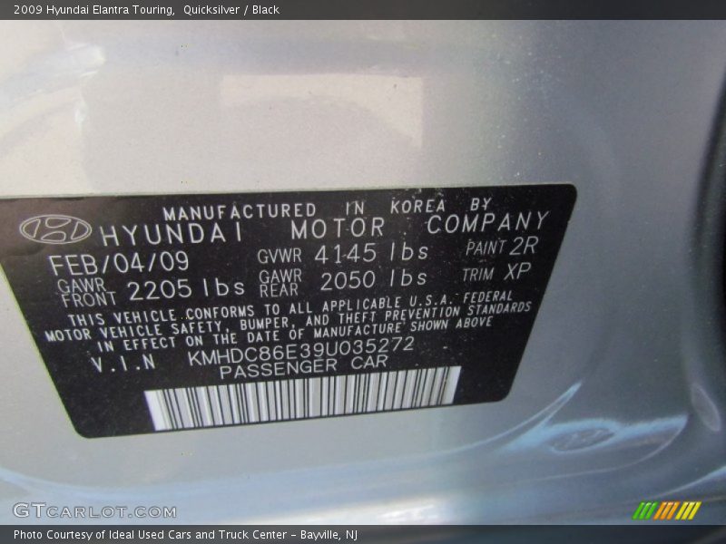 Quicksilver / Black 2009 Hyundai Elantra Touring