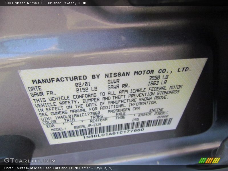 Brushed Pewter / Dusk 2001 Nissan Altima GXE