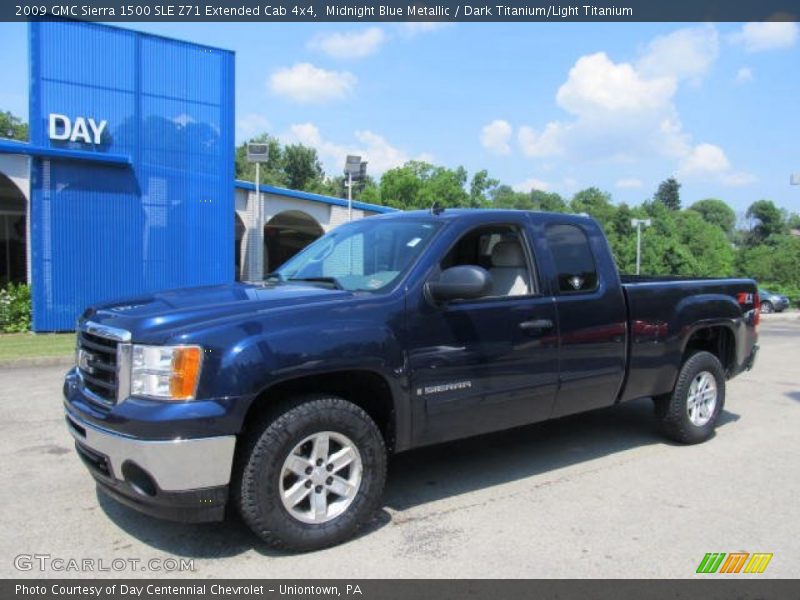 Midnight Blue Metallic / Dark Titanium/Light Titanium 2009 GMC Sierra 1500 SLE Z71 Extended Cab 4x4