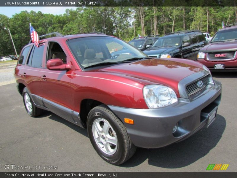 Merlot Red / Gray 2004 Hyundai Santa Fe GLS 4WD