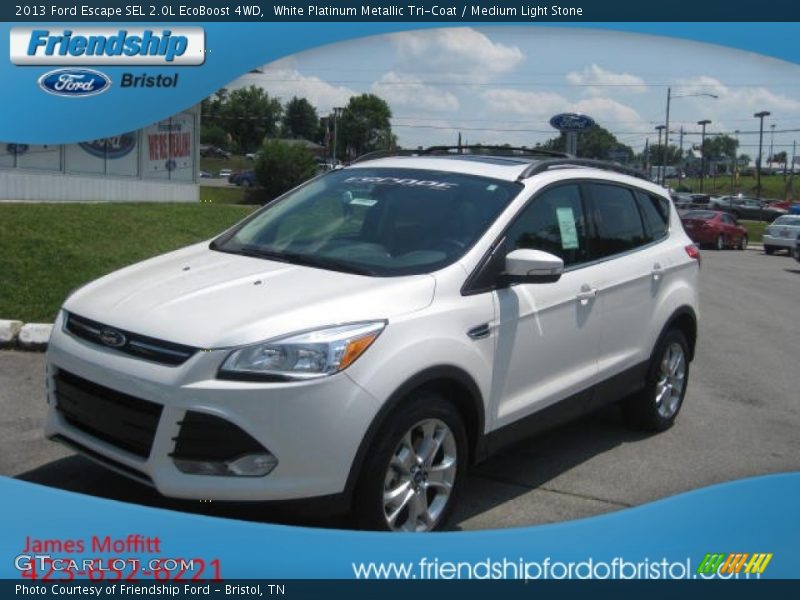 White Platinum Metallic Tri-Coat / Medium Light Stone 2013 Ford Escape SEL 2.0L EcoBoost 4WD
