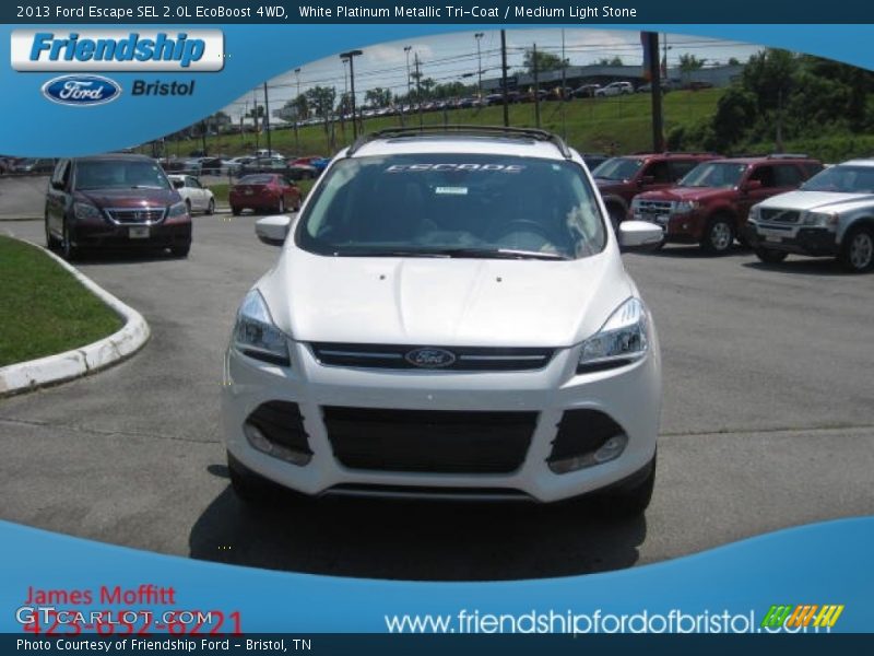 White Platinum Metallic Tri-Coat / Medium Light Stone 2013 Ford Escape SEL 2.0L EcoBoost 4WD