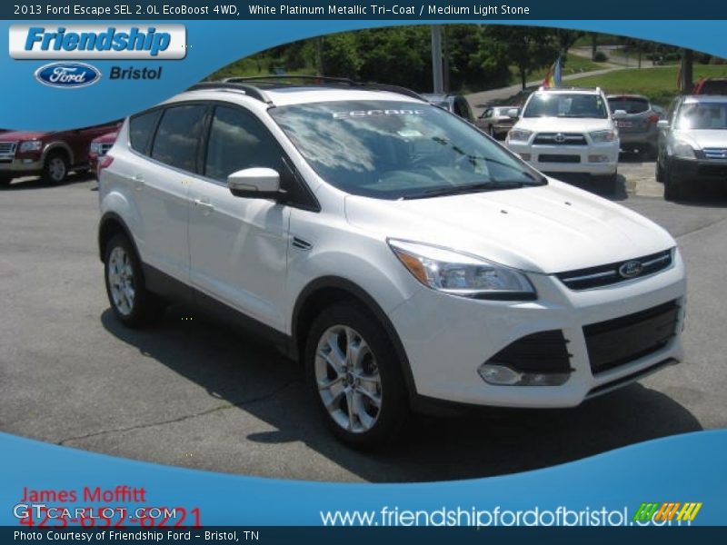 White Platinum Metallic Tri-Coat / Medium Light Stone 2013 Ford Escape SEL 2.0L EcoBoost 4WD