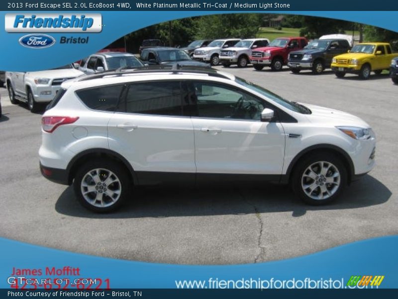 White Platinum Metallic Tri-Coat / Medium Light Stone 2013 Ford Escape SEL 2.0L EcoBoost 4WD