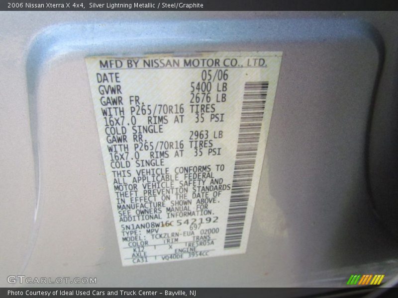 Silver Lightning Metallic / Steel/Graphite 2006 Nissan Xterra X 4x4