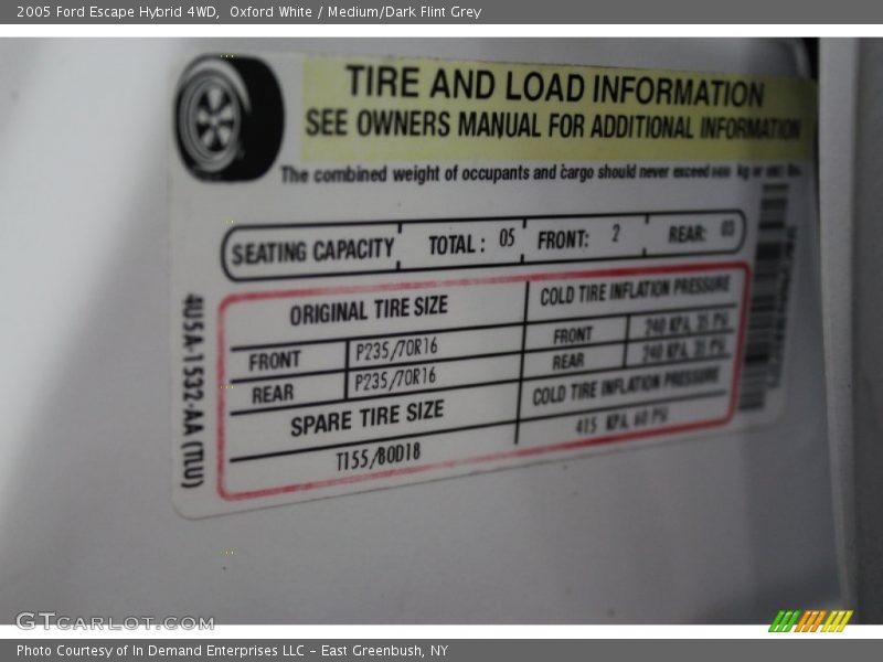Oxford White / Medium/Dark Flint Grey 2005 Ford Escape Hybrid 4WD