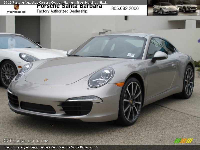 Platinum Silver Metallic / Black 2012 Porsche New 911 Carrera Coupe