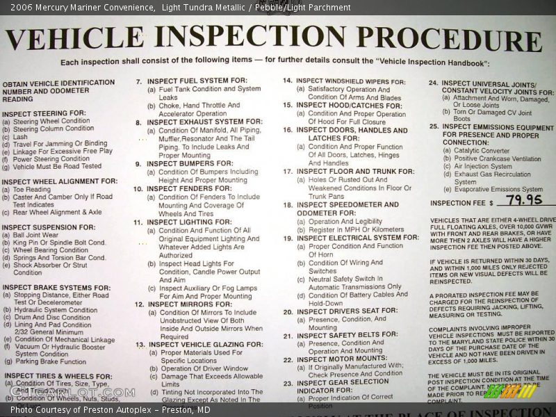Light Tundra Metallic / Pebble/Light Parchment 2006 Mercury Mariner Convenience