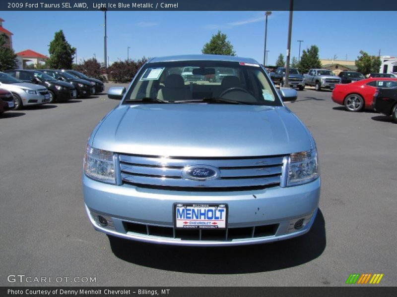 Light Ice Blue Metallic / Camel 2009 Ford Taurus SEL AWD