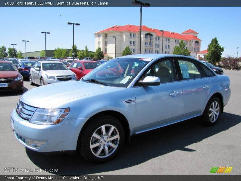 Light Ice Blue Metallic / Camel 2009 Ford Taurus SEL AWD