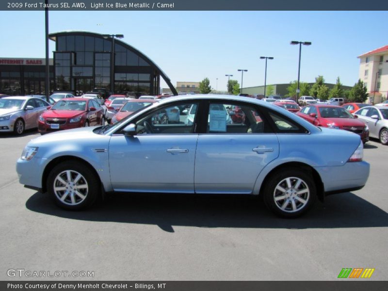 Light Ice Blue Metallic / Camel 2009 Ford Taurus SEL AWD
