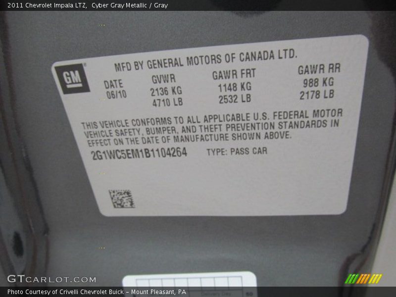Cyber Gray Metallic / Gray 2011 Chevrolet Impala LTZ