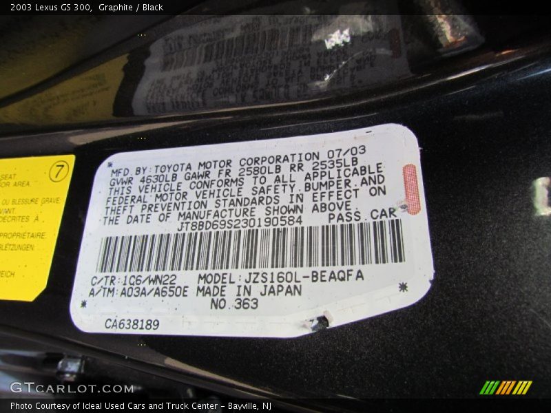 Graphite / Black 2003 Lexus GS 300