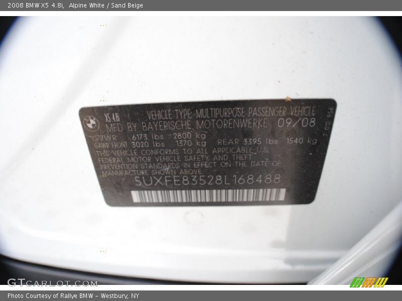 Alpine White / Sand Beige 2008 BMW X5 4.8i