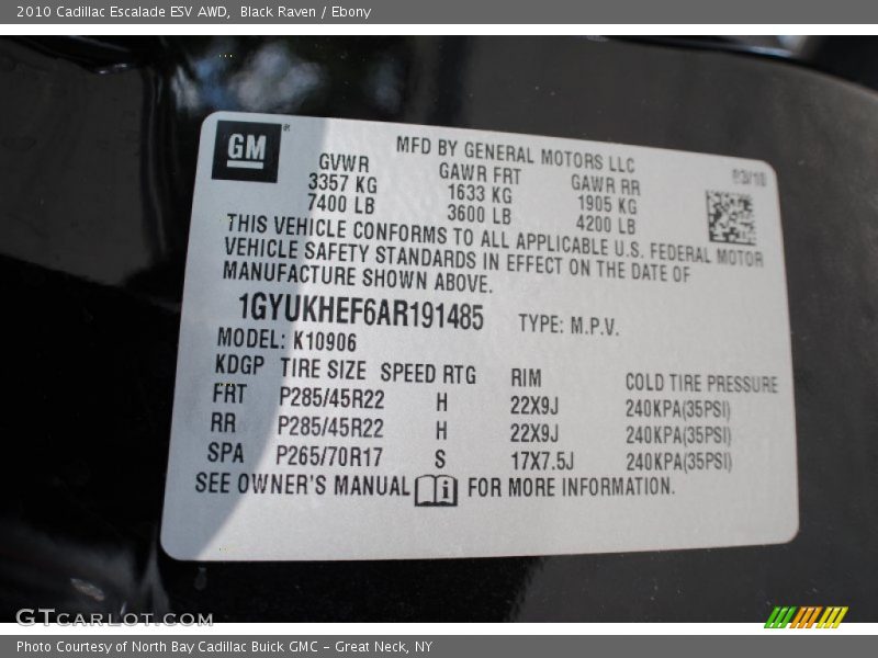 Black Raven / Ebony 2010 Cadillac Escalade ESV AWD