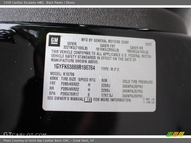 Black Raven / Ebony 2008 Cadillac Escalade AWD