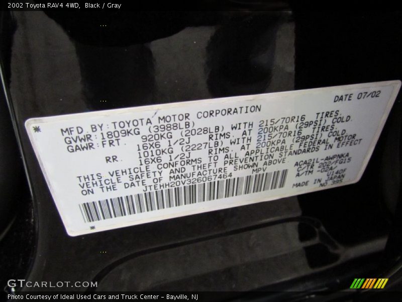 Black / Gray 2002 Toyota RAV4 4WD