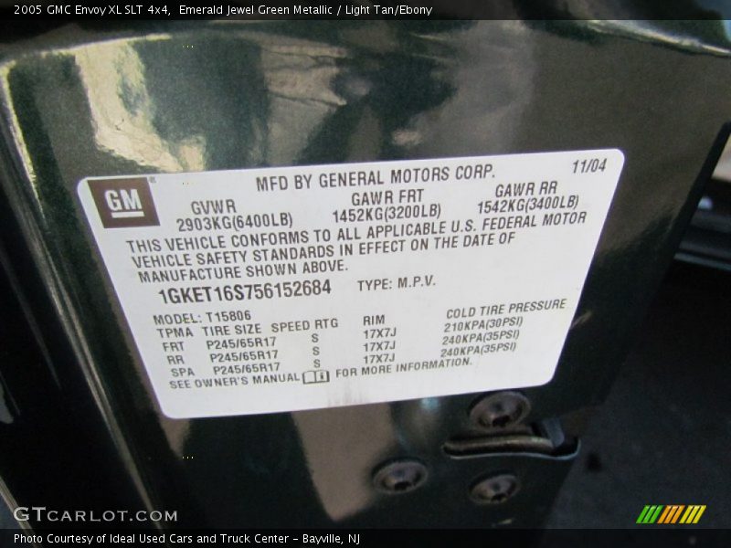 Emerald Jewel Green Metallic / Light Tan/Ebony 2005 GMC Envoy XL SLT 4x4